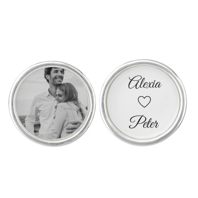 romantic wedding groom/boyfriend love photo cufflinks (Front)
