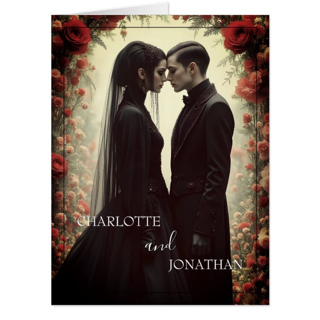 Romantic Wedding in Black Elegance Card (Front)