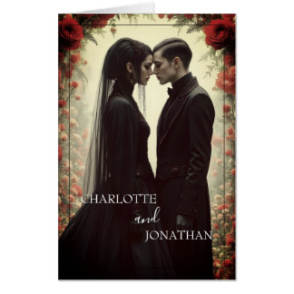 Romantic Wedding in Black Elegance Card