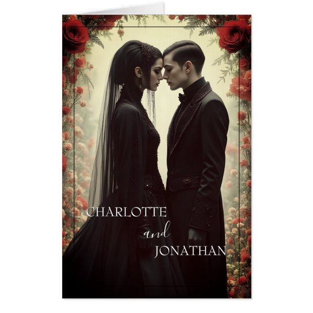 Romantic Wedding in Black Elegance Card (Front)