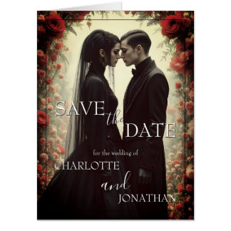 Romantic Wedding in Black Elegance Card