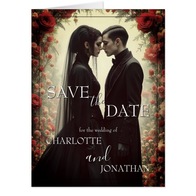Romantic Wedding in Black Elegance Card (Front)