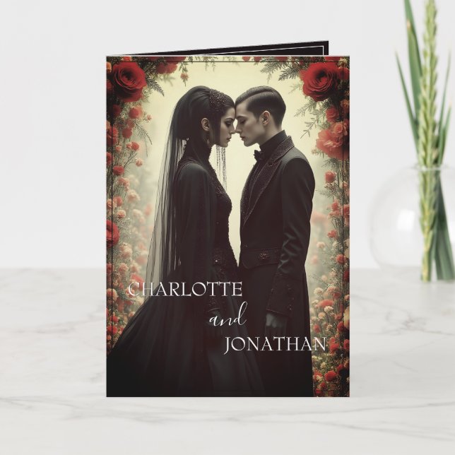 Romantic Wedding in Black Elegance Card (Front)