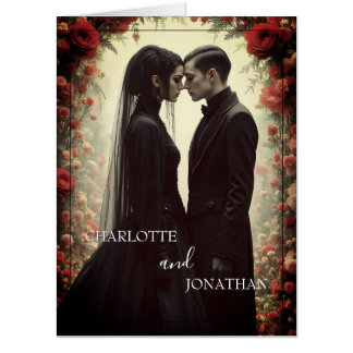 Romantic Wedding in Black Elegance Card