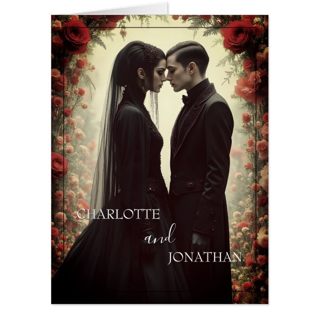 Romantic Wedding in Black Elegance Card (Front)