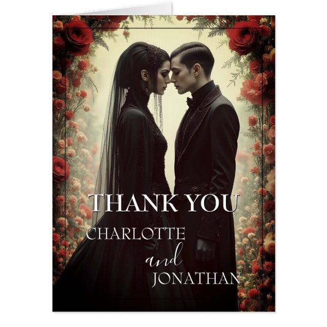 Romantic Wedding in Black Elegance Card (Front)