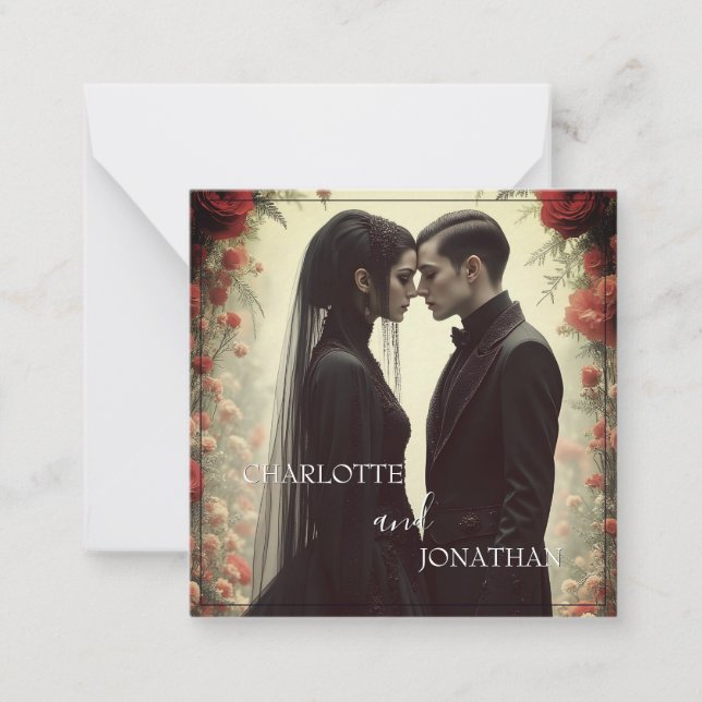 Romantic Wedding in Black Elegance Note Card (Front)