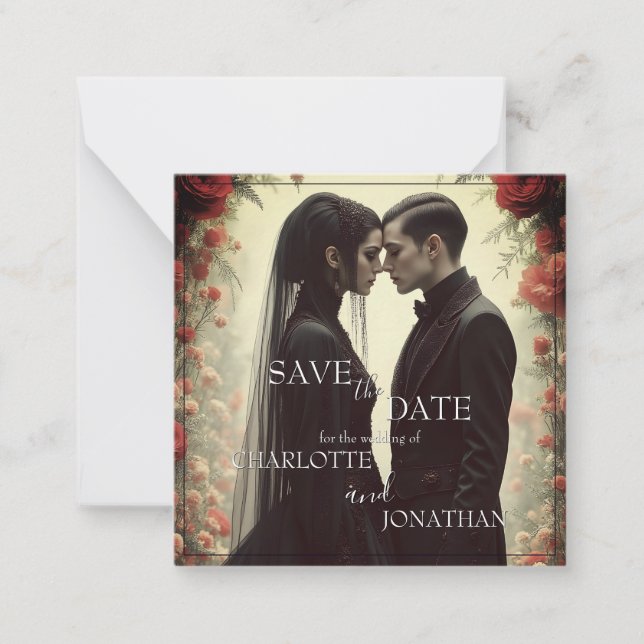 Romantic Wedding in Black Elegance Note Card (Front)