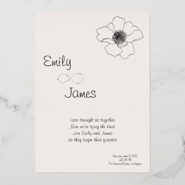 Romantic Wedding Invitation – Soft simple elegant  Foil Invitation (Front)