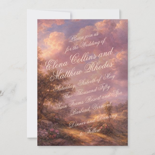 Romantic Wedding Invitation Sunset Landscape (Front)