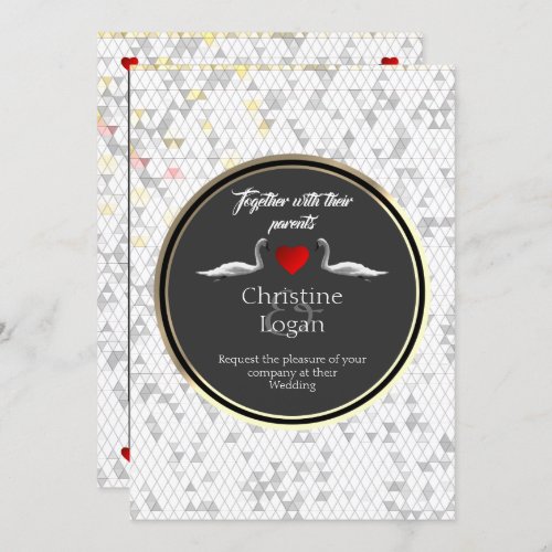 Romantic Wedding Invitation Swan Design