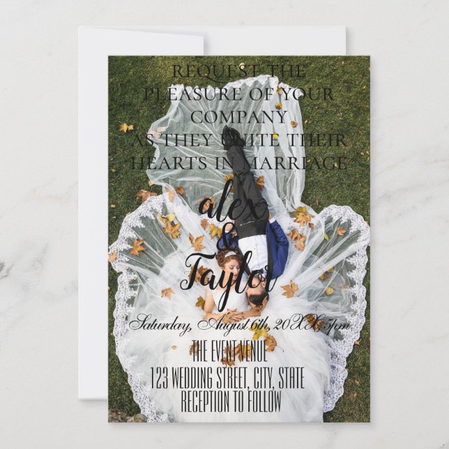  Romantic Wedding Invitation with  photo Couple (Front)