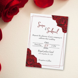 Romantic Wedding Invitations with Red Roses