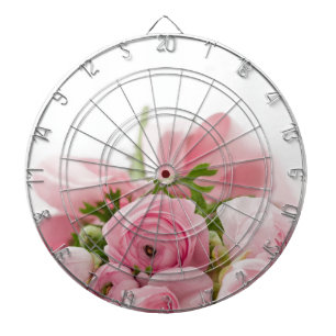 Romantic Wedding Love Soft Pink Flower Bouquet Dartboard