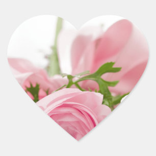Romantic Wedding Love Soft Pink Flower Bouquet Heart Sticker