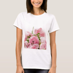 Romantic Wedding Love Soft Pink Flower Bouquet T-Shirt