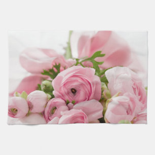 Romantic Wedding Love Soft Pink Flower Bouquet Towel
