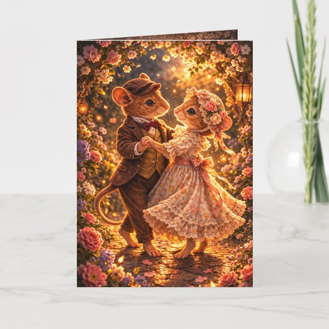 Romantic Wedding Mouse Couple Love Greeting Card (Front)
