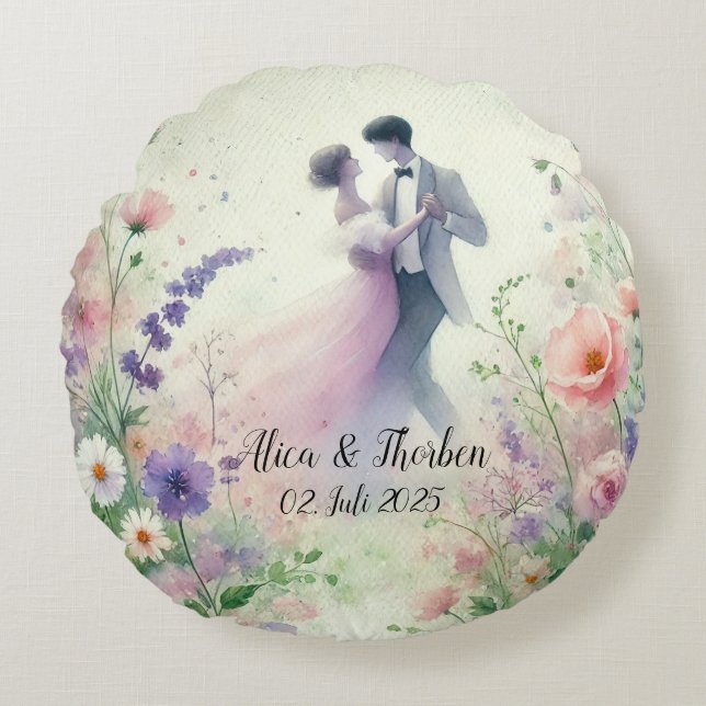 Romantic Wedding pastell Nr.1 Round Pillow (Front)