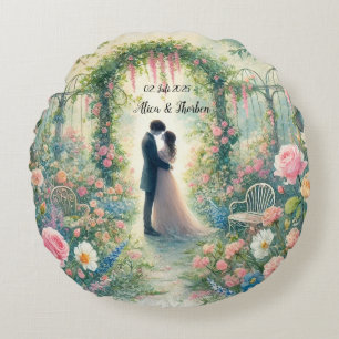 Romantic Wedding pastell Nr.3 Round Pillow