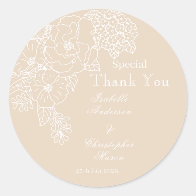 Romantic Wedding Peonies Delicate Ivory  Classic Round Sticker (Front)