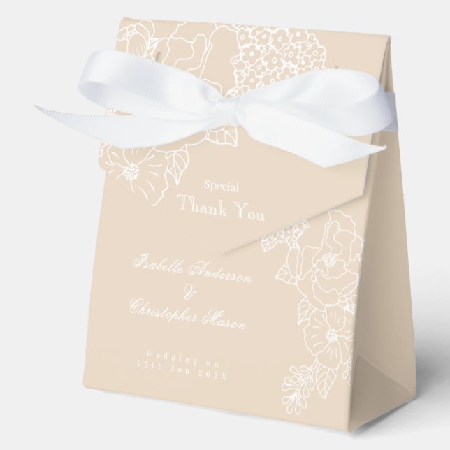 Romantic Wedding Peonies Delicate Ivory  Favor Boxes (Front)