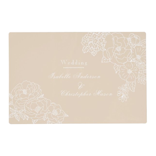 Romantic Wedding Peonies Delicate Ivory Placemat (Front)