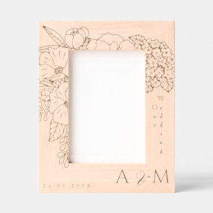 Romantic Wedding Peonies Ivory White Engraved Frames