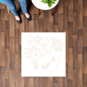 Romantic Wedding Peonies Ivory White Floor Decals