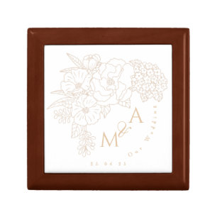 Romantic Wedding Peonies Ivory White Gift Box