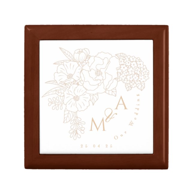 Romantic Wedding Peonies Ivory White Gift Box (Front)