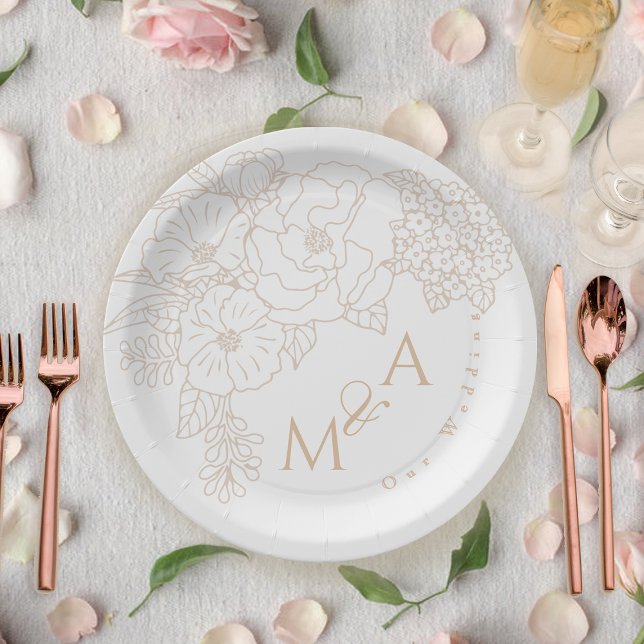 Romantic Wedding Peonies Ivory White Paper Plates (Romantic Wedding Peonies Ivory White Paper Plates)