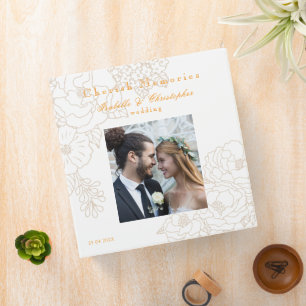 Romantic Wedding Peonies Photo Ivory White 3 Ring Binder