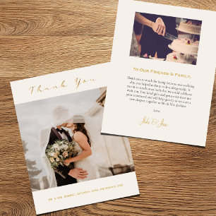 Romantic wedding photo, modern thank you card