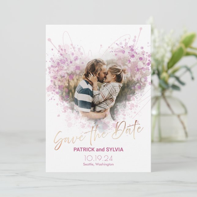 Romantic Wedding Photo Save the Date (Standing Front)