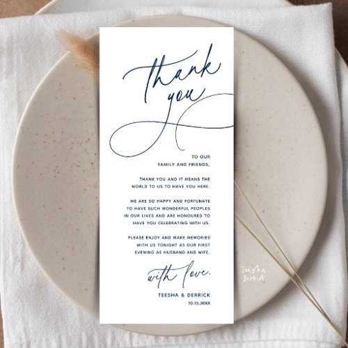 Romantic Wedding Place Setting Thank You Card