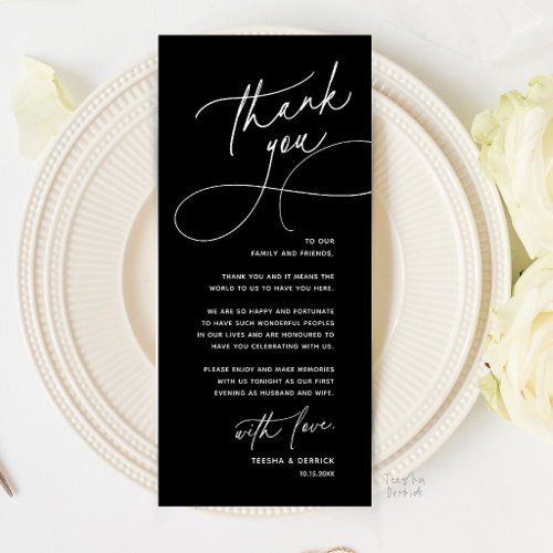 Romantic Wedding Place Setting Thank You Card