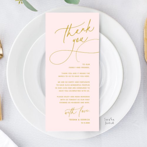 Romantic Wedding Place Setting Thank You Card