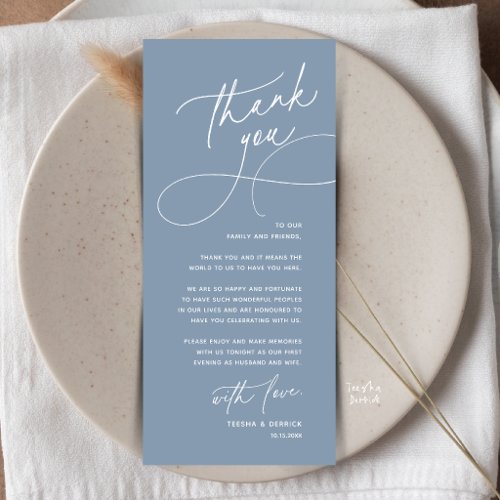 Romantic Wedding Place Setting Thank You Card