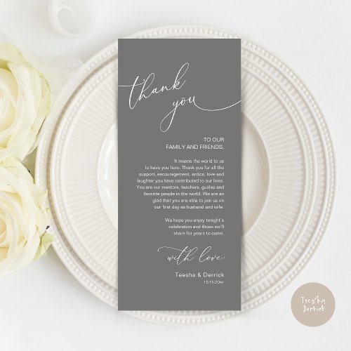 Romantic Wedding Place Setting Thank You Card