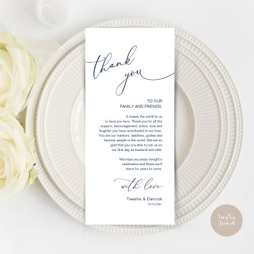 Romantic Wedding Place Setting Thank You Card