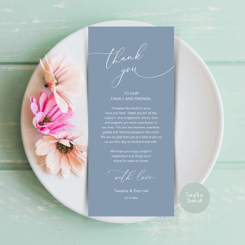 Romantic Wedding Place Setting Thank You Card