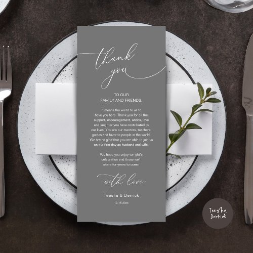 Romantic Wedding Place Setting Thank You Card