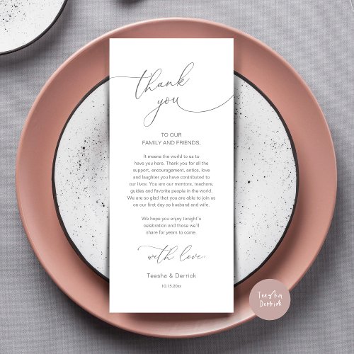 Romantic Wedding Place Setting Thank You Card