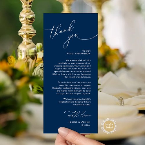 Romantic Wedding Place Setting Thank You Card