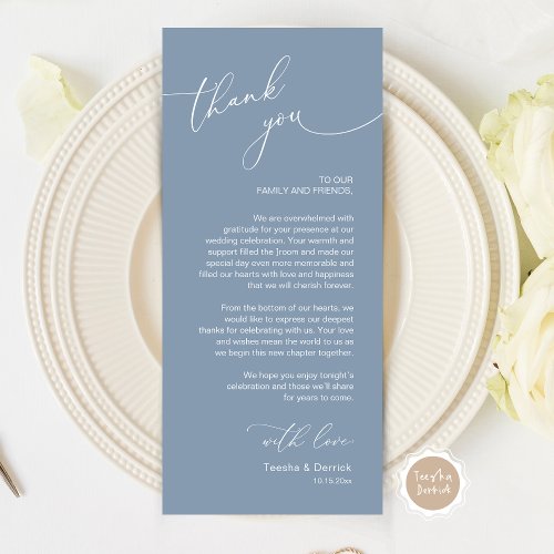 Romantic Wedding Place Setting Thank You Card