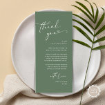 Romantic Wedding Place Setting Thank You Card<br><div class="desc">Share the love and show your appreciation to your guests, when they sit down at their seat and read this personalised romantic charming thank you place card in summer forest sage green themed. It's a wonderful way to kick off your special day celebration! This card is sure to set the...</div>