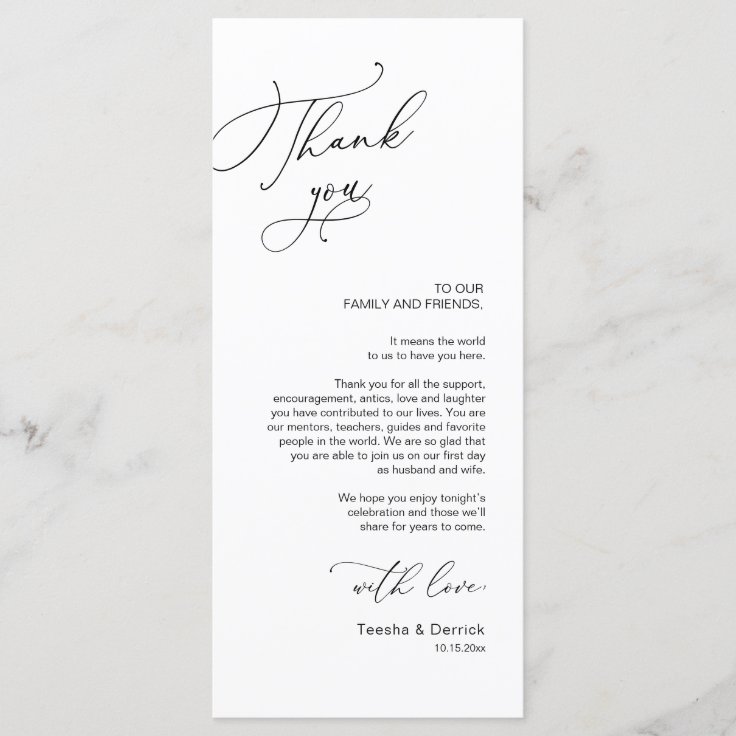 Romantic Wedding Place Setting Thank You Card Zazzle