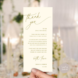Romantic Wedding Reception Dinner Thank You Card