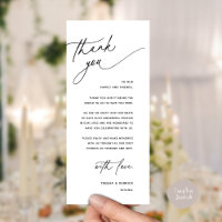 Romantic Wedding Reception Dinner Thank You Card